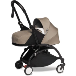 BABYZEN Kinderwagen YOYO2 0+ Black Mit Neugeborenenaufsatz Taupe