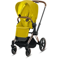 Cybex PLATINUM Kinderwagen Priam - Rahmen Rosegold Inklusive Lux Sitz In Mustard Yellow
