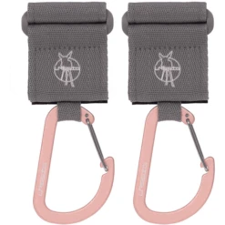 LÄSSIG Kinderwagenhaken 2er Set Karabiner Grau