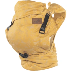 SCHMUSEWOLKE Babytrage Half-Buckle Maxi Botanical Golden Leinen